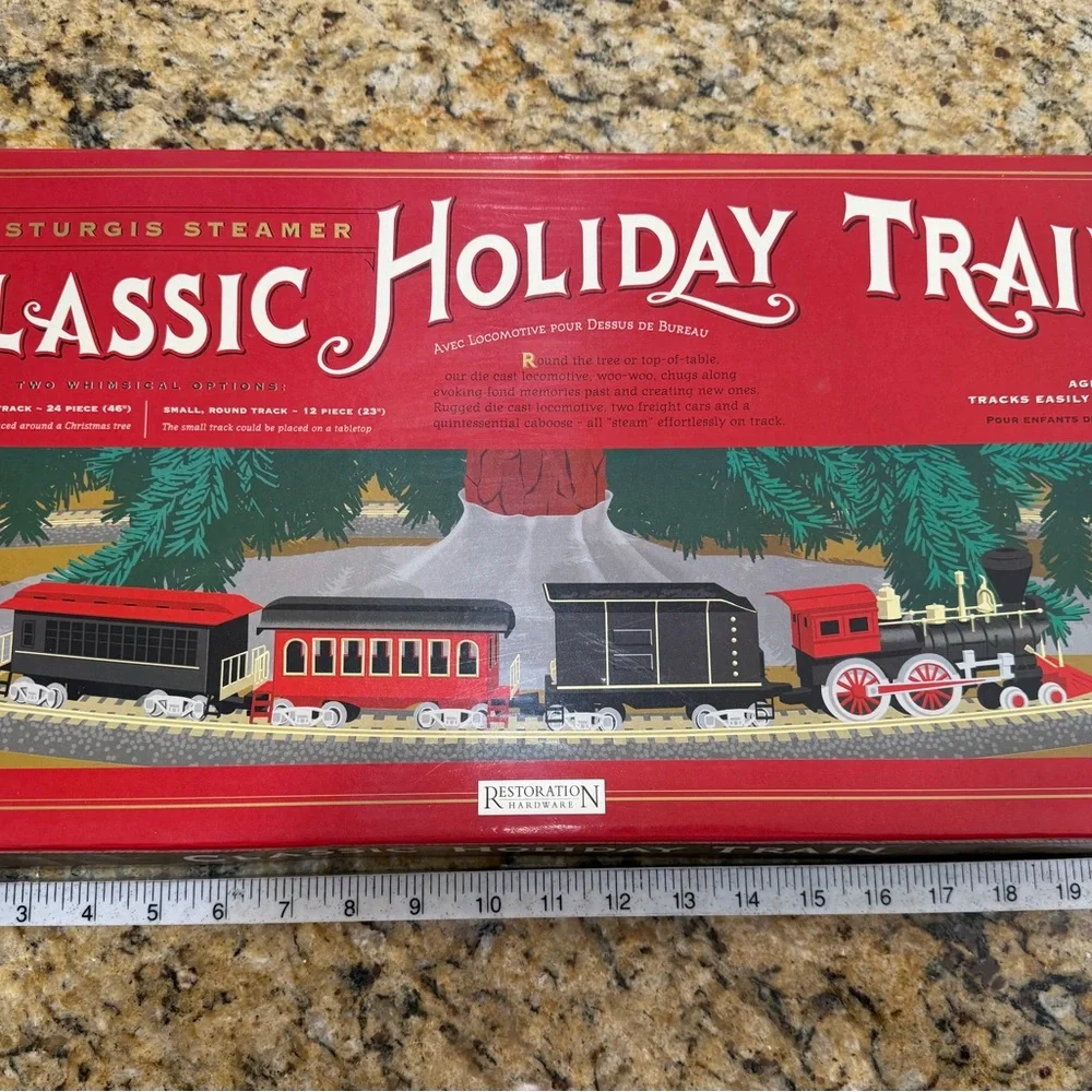 Restoration Hardware Red and Black Classic Holiday Train Box
